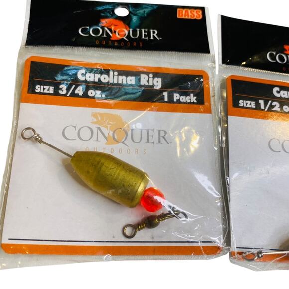 New Conquer Outdoors Bass Fishing Carolina Rig 3/4 oz. Set of 2 Weights - Picture 3 of 4